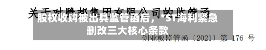 股权收购被出具监管函后	，*ST海利紧急删改三大核心条款-第2张图片