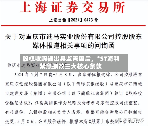 股权收购被出具监管函后，*ST海利紧急删改三大核心条款