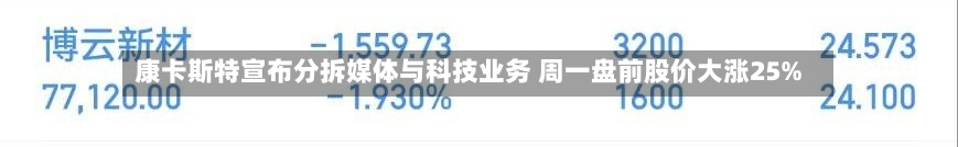 康卡斯特宣布分拆媒体与科技业务 周一盘前股价大涨25%-第3张图片