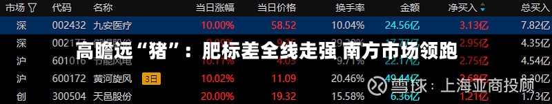 高瞻远“猪”：肥标差全线走强 南方市场领跑-第3张图片