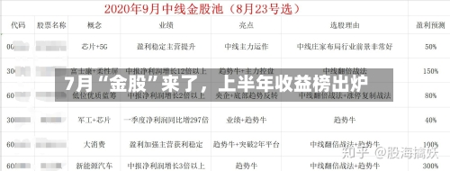 7月“金股	”来了，上半年收益榜出炉-第2张图片