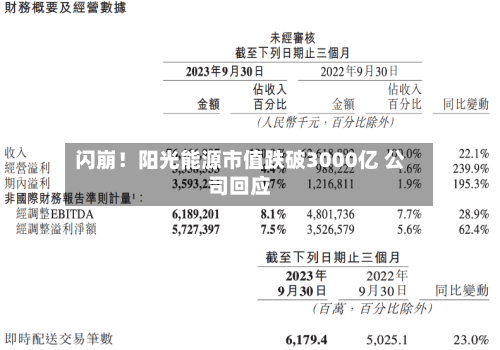 闪崩！阳光能源市值跌破3000亿 公司回应-第2张图片