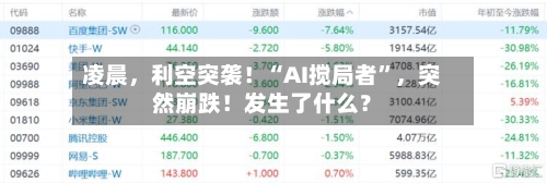 凌晨，利空突袭！“AI搅局者”，突然崩跌！发生了什么？