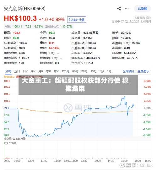 大金重工：超额配股权获部分行使 稳定费用期结束