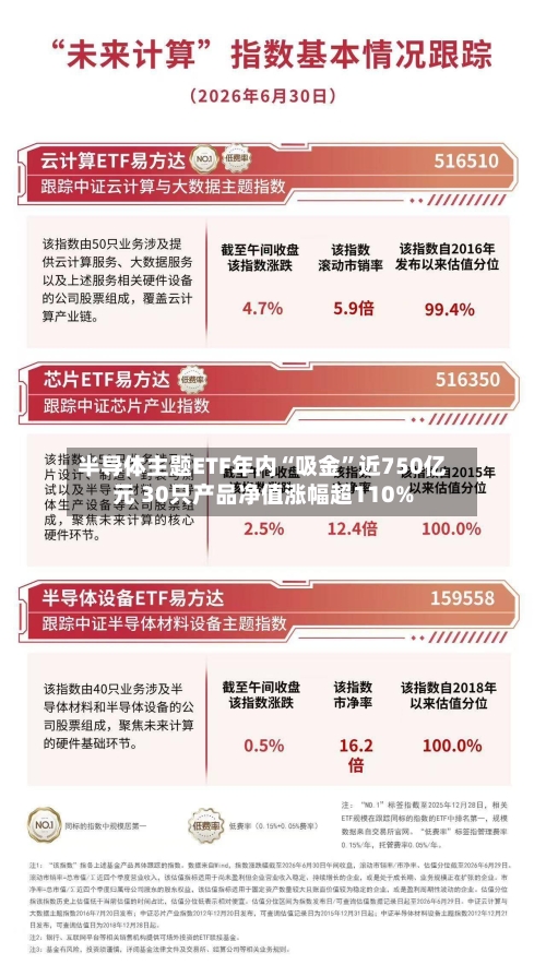 半导体主题ETF年内“吸金	”近750亿元 30只产品净值涨幅超110%-第2张图片