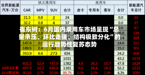 崔东树：6月国内乘用车市场呈现“总量承压、环比走强	、结构极致分化”的运行趋势性复苏态势-第2张图片