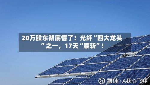 20万股东彻底懵了！光纤“四大龙头”之一，17天“腰斩	”！-第3张图片