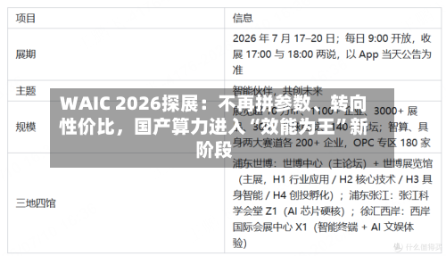 WAIC 2026探展：不再拼参数、转向性价比，国产算力进入“效能为王”新阶段