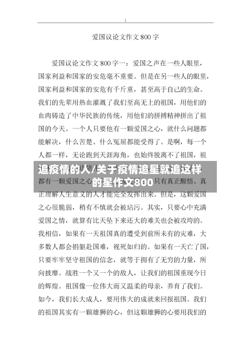 追疫情的人/关于疫情追星就追这样的星作文800