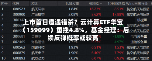 上市首日遭遇错杀？云计算ETF华宝（159099）重挫4.8%，基金经理：后续反弹概率或较高-第3张图片