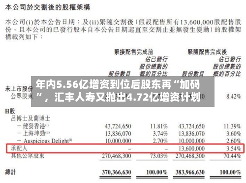 年内5.56亿增资到位后股东再“加码”	，汇丰人寿又抛出4.72亿增资计划-第2张图片