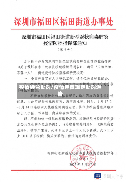 疫情经营处罚/疫情违反规定处罚通告