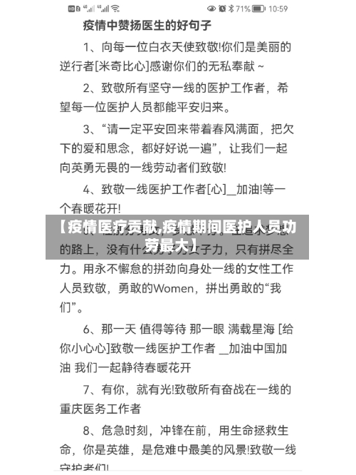 【疫情医疗贡献,疫情期间医护人员功劳最大】