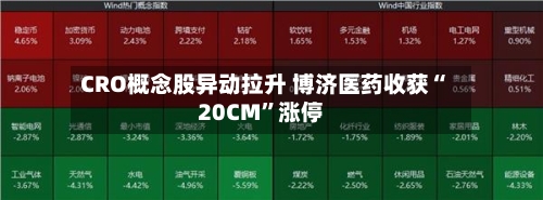 CRO概念股异动拉升 博济医药收获“20CM”涨停