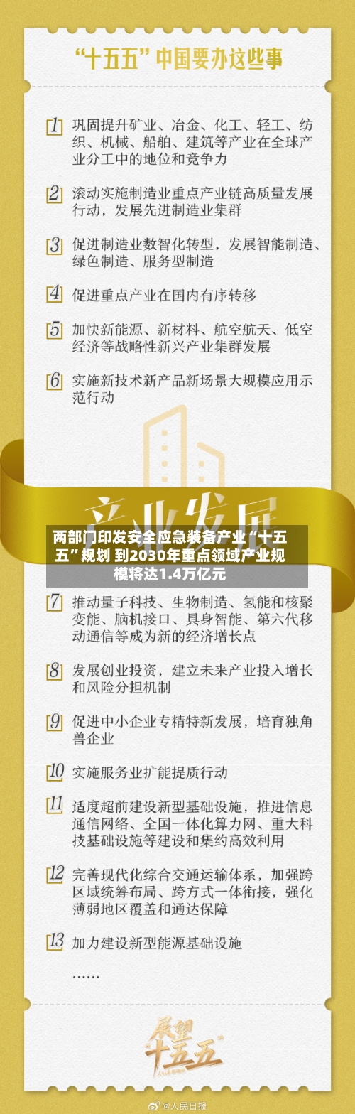 两部门印发安全应急装备产业“十五五”规划 到2030年重点领域产业规模将达1.4万亿元-第2张图片
