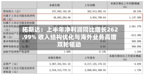 拓斯达：上半年净利润同比增长262.99% 收入结构优化与海外业务高增双轮驱动-第3张图片