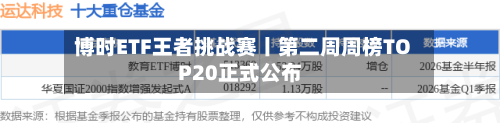 博时ETF王者挑战赛丨第二周周榜TOP20正式公布-第2张图片
